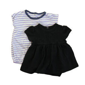 Primary.com Girls Black | Purple Stripe Dress size: 3-6 Months